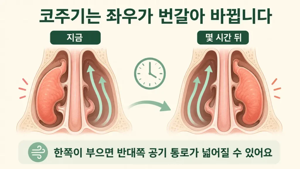 코주기는 좌우가 번갈아 가면서 바뀌는 것을 알려주는 일러스트