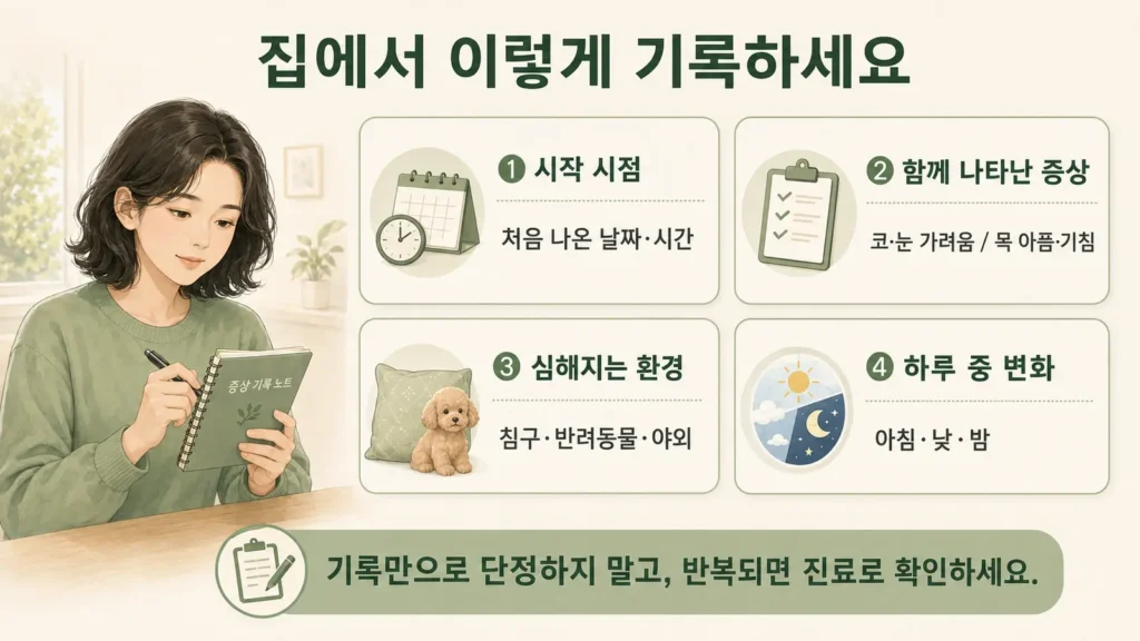 맑은 콧물이 계속 날 때 시작 시점과 동반 증상, 심해지는 환경, 하루 중 변화를 기록하는 방법
